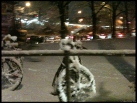 Snow covered bike near the Dammtor Bahnhof