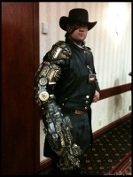 Weirg cowboy with steam-mech hand.  It auctually worked.